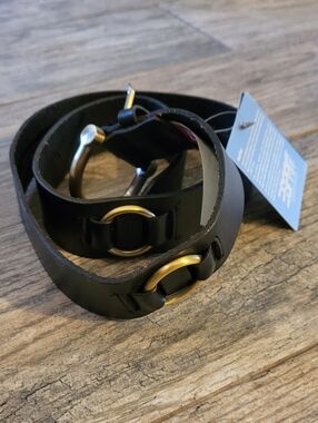 Esprit Vintage 90's Boho Western Horseshoe Buckle Cow Leather O'Ring Belt Black